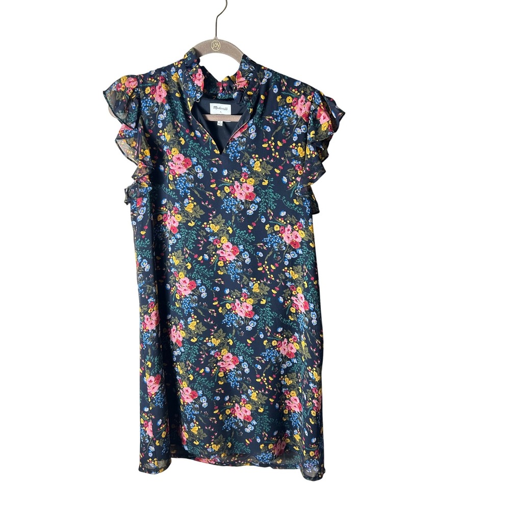 Madewell NO.6 Floral Ruffle Mock‎ Neck Sleeveless Dress - Size 6 - Picture 2 of 8